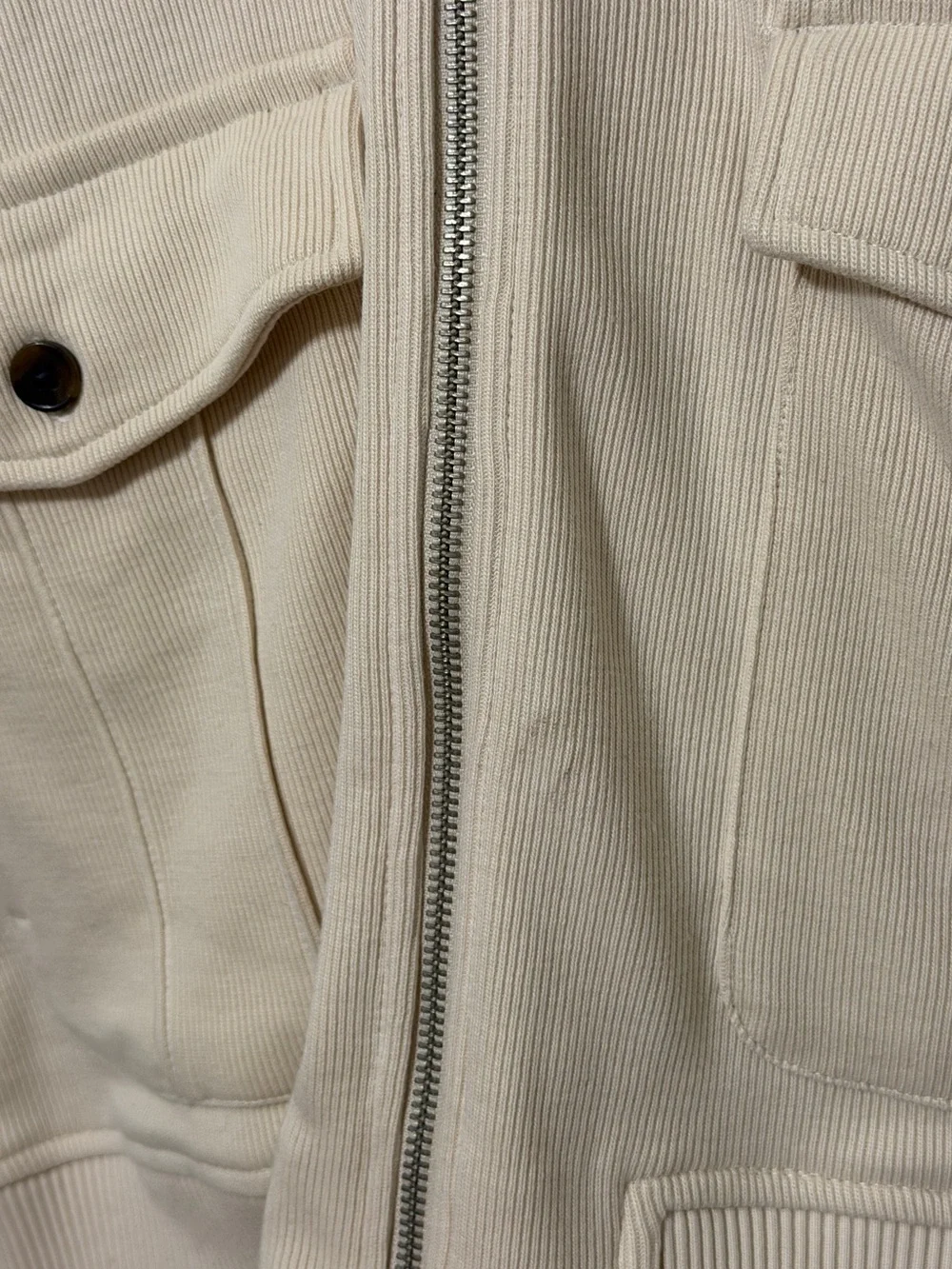 NWT Banana Republic Mens Heavy Utility Jacket Size Large Cream Ivory Zip Up New